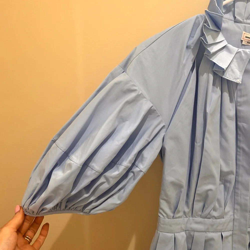 ALEXANDER MCQUEEN 
Puff-Sleeve Cotton-Poplin Shirt Dress size 8 - Picture 9 of 10